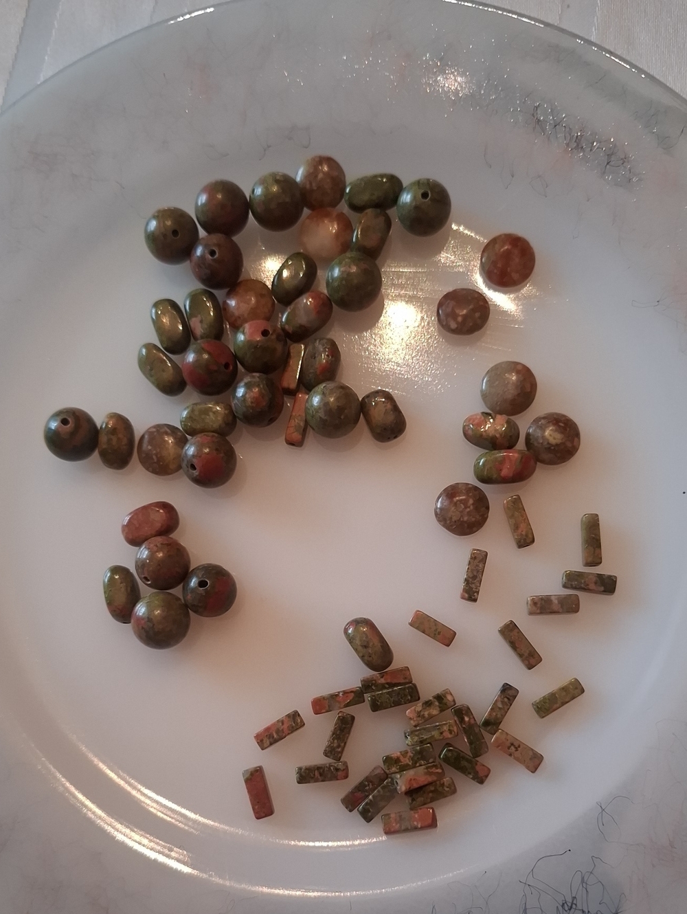 Green and Rose Mauve Polished Unakite Gemstone- Natural Stone Jewelry Components